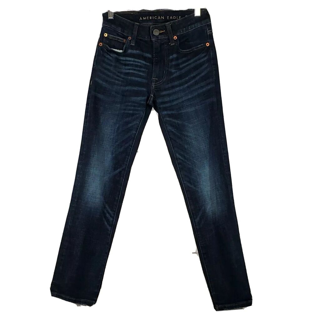 American Eagle Mens Jeans 26x28 Slim Straight Leg Next Level Flex Dark Wash